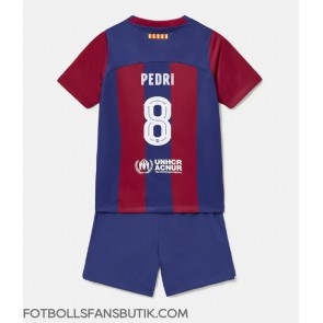 Barcelona Pedri Gonzalez #8 Replika Hemmatröja Barn 2023-24 Kortärmad (+ Korta byxor)